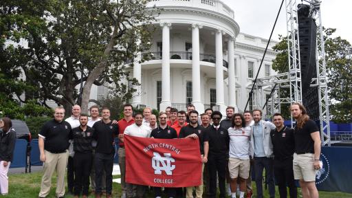 The North Cenral College football team on the White House's South Lawn.