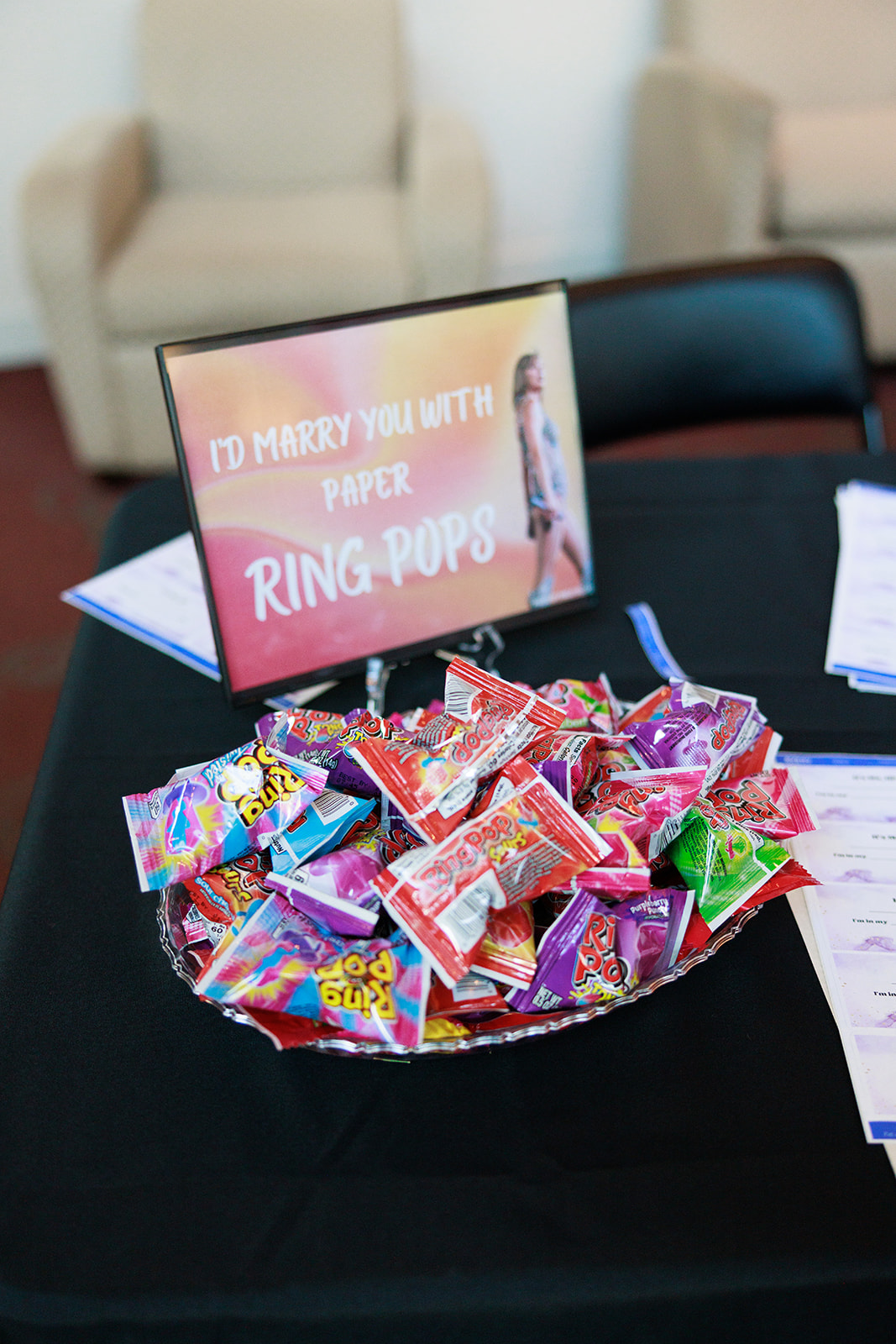 A bowl of Ring Pops at the TayTalks event.