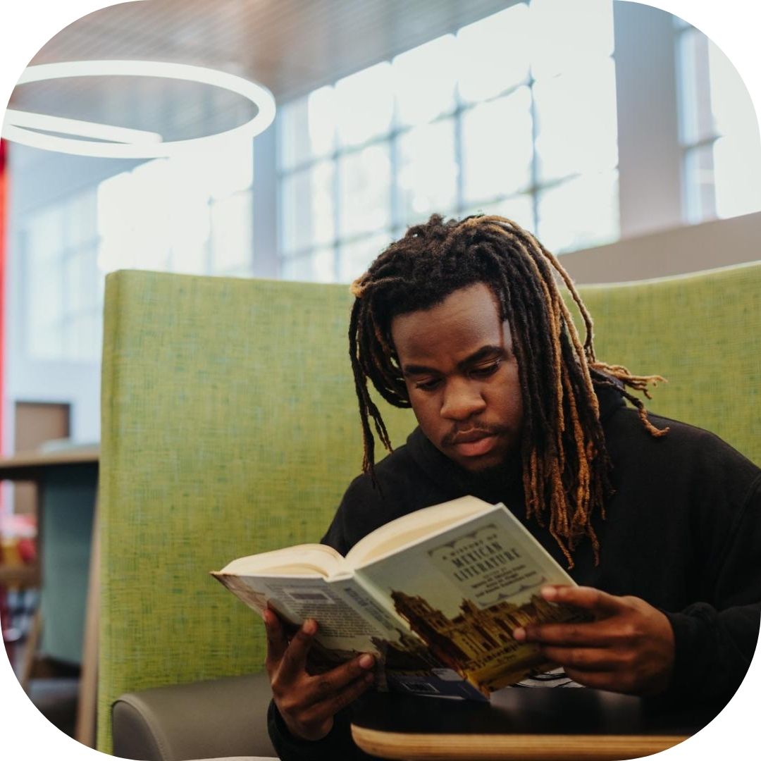 student reading a book