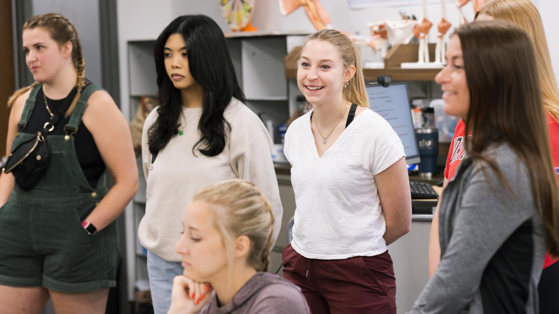 Health science students observing a demonstration