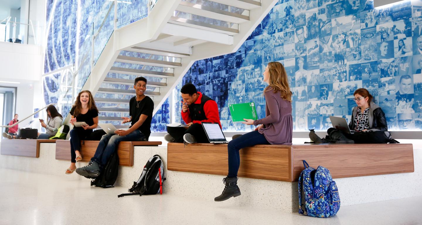 Honors students studying in the Wentz Science Center.