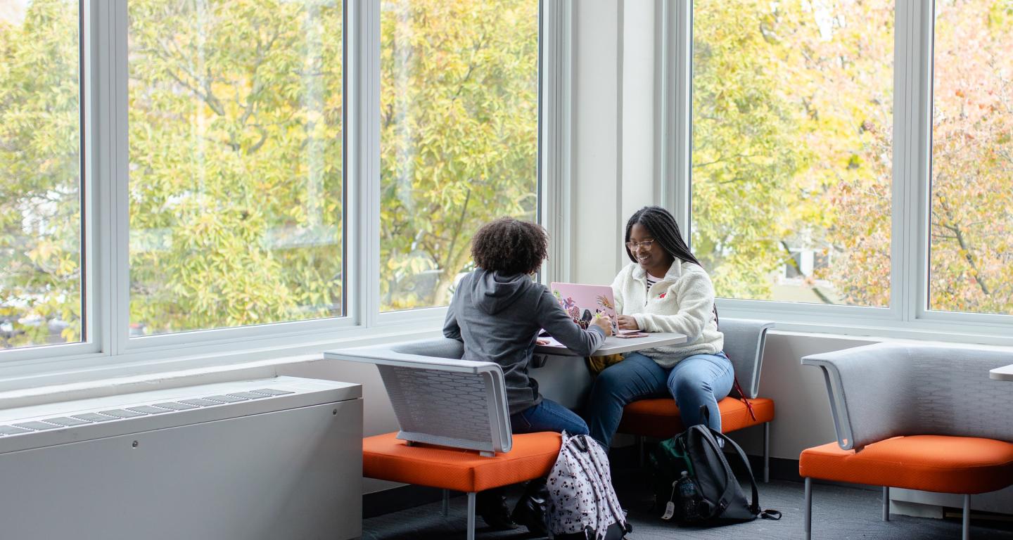 North Central College students studying together.