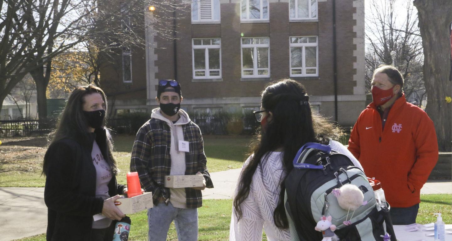 Transfer students at North Central College during a financial aid fair.