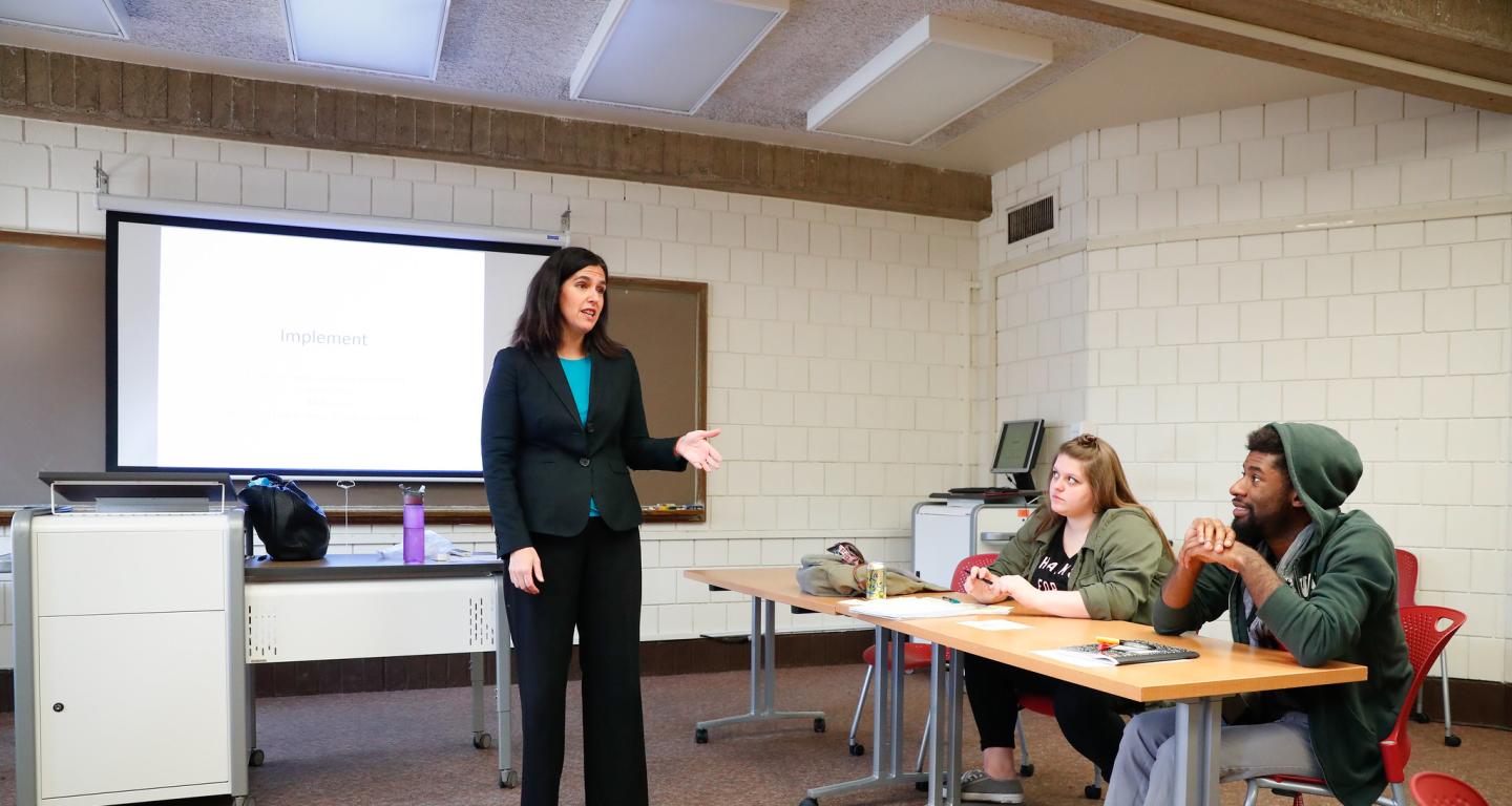 A human resource management class at North Central College.