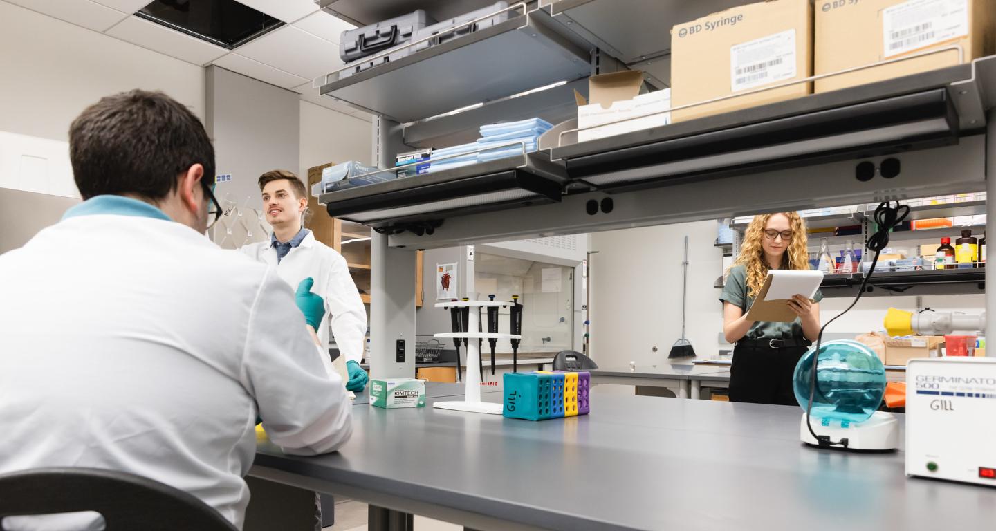 North Central College neuroscience students working in the lab.