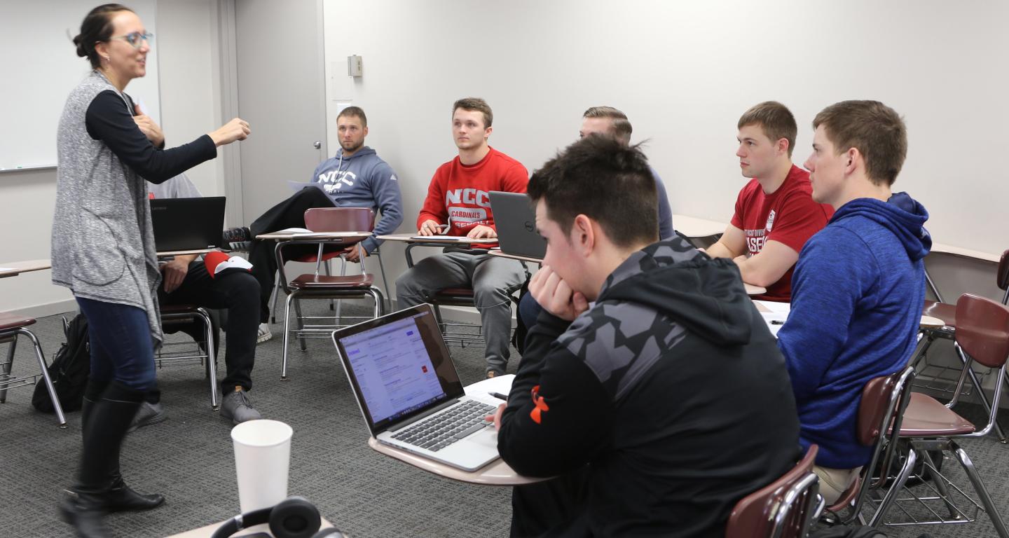 Students in a North Central College math classroom.