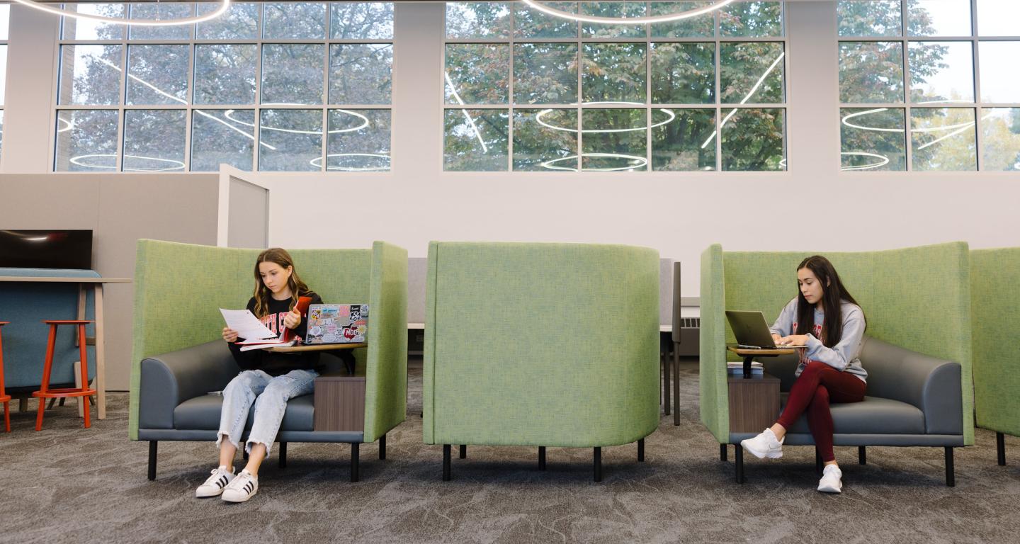 North Central College criminology students studying in the library.