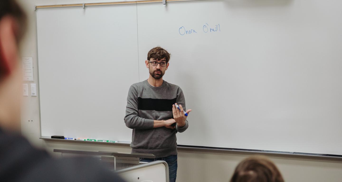 A teacher of a philosophy class at North Central College.
