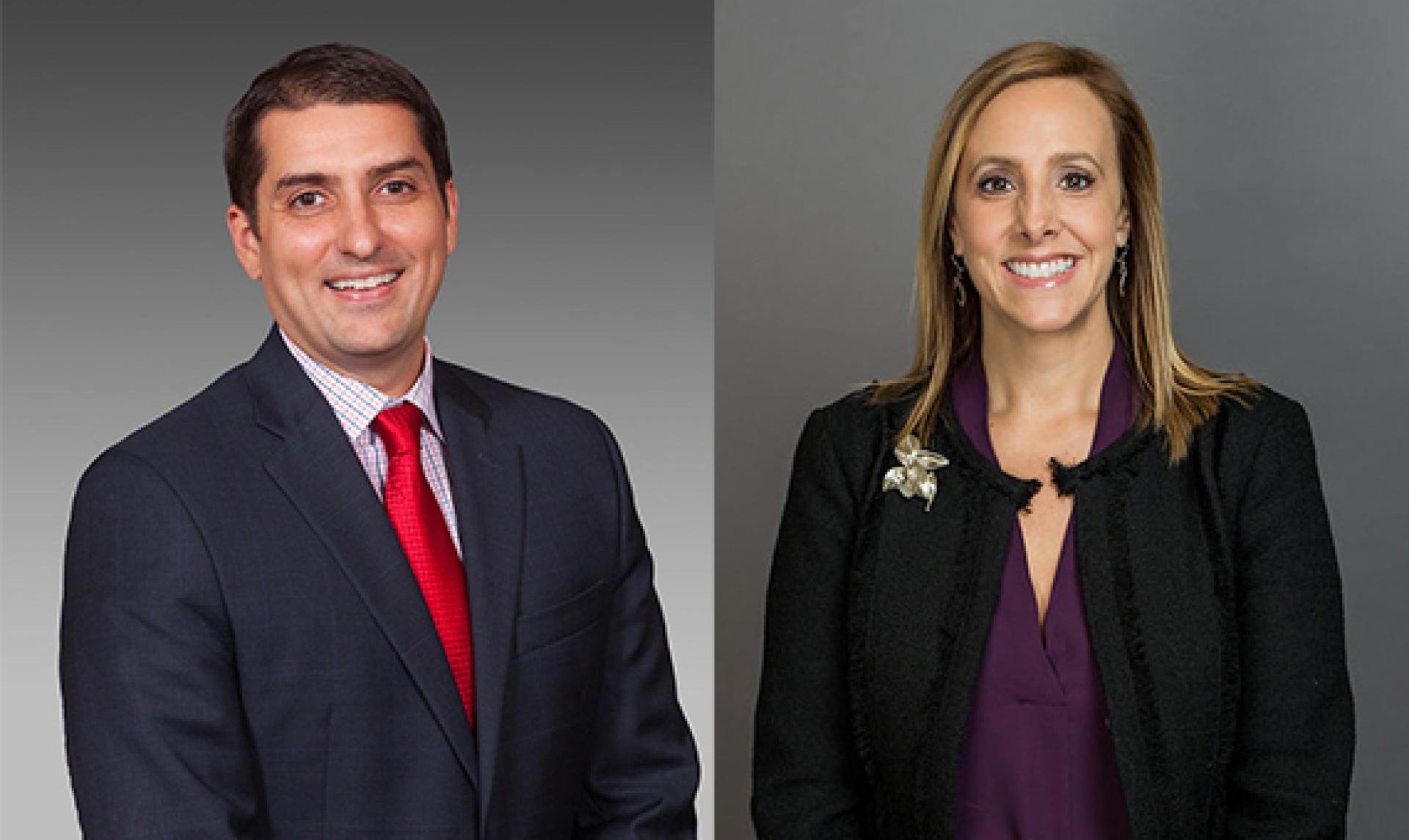 Stephen Maynard Caliendo and Suzanne Chod headshots next to each other