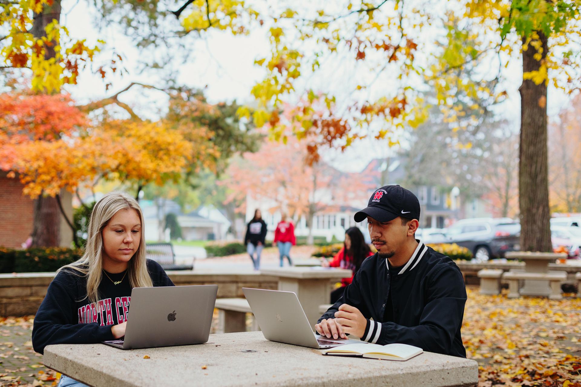 North Central College students studying.