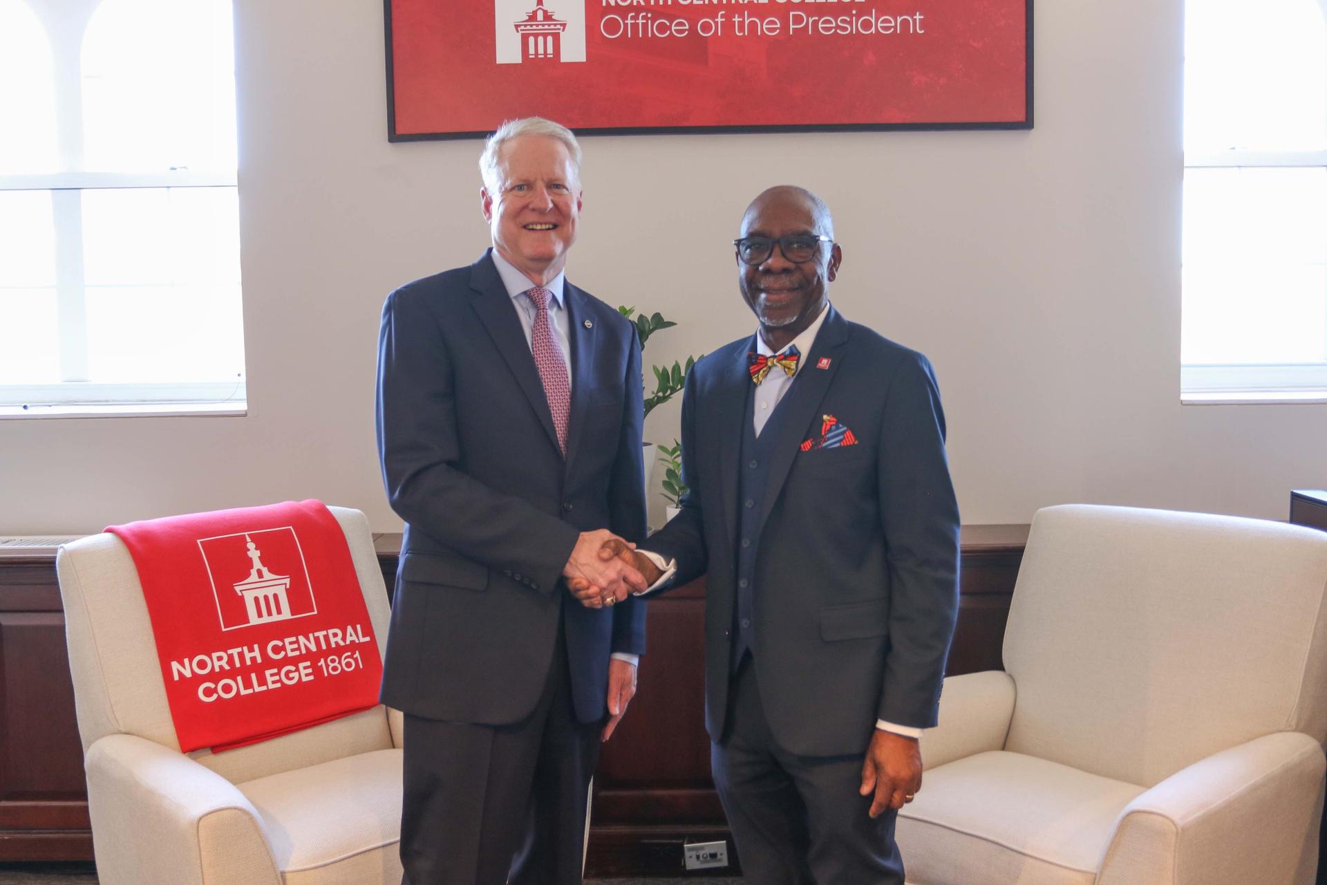 North Central College President Abiodun Goke-Pariola and Molex CEO Joe Nelligan