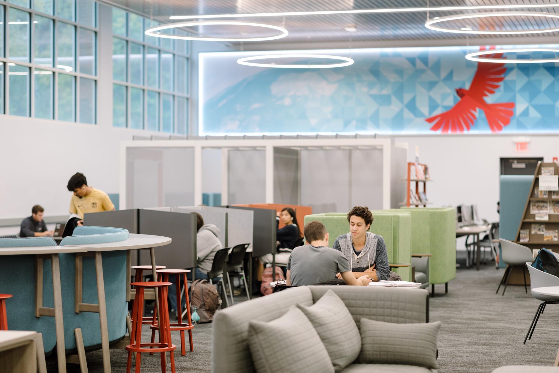 Students working in the Oesterle Library & Learning Commons.