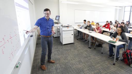 A North Central College professor teaching a math lesson.