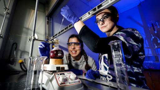 North Central College students working in a lab.