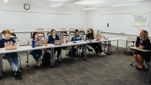 A group of North Central College students having a discussion.